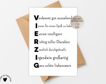 PDF Print Template: Funny 40th Birthday Card, Witty Sayings, Birthday Gift, Money Gift, Man/Woman, Greeting Card, DIY Gift