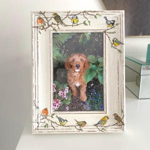 Decoupage Bird Picture Frame: Rustic Shabby Chic Decor (6x4 inch) image 4