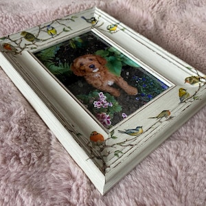 Decoupage Bird Picture Frame: Rustic Shabby Chic Decor (6x4 inch) image 5