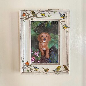 Decoupage Bird Picture Frame: Rustic Shabby Chic Decor (6x4 inch) image 3