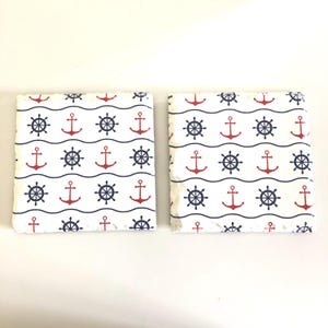 Nautical Slate Coasters: Seaside Anchor & Wheel Design, Set of 2