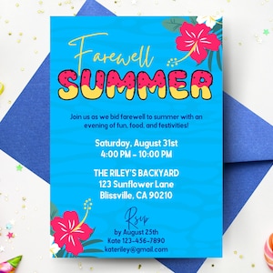 End of Summer Party Invitation Farewell Summer Editable Printable Canva ...