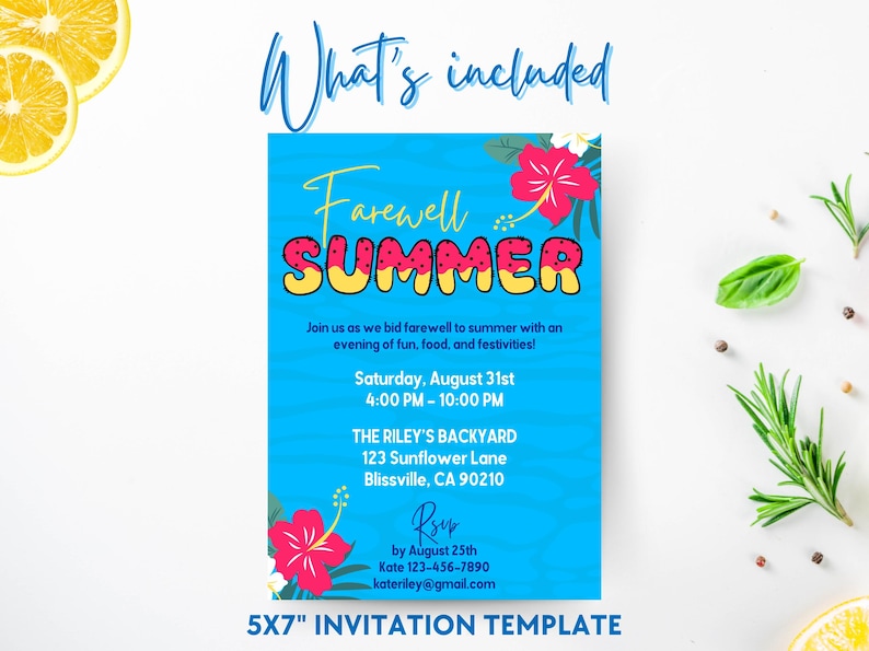 End of Summer Party Invitation Farewell Summer Editable Printable Canva ...