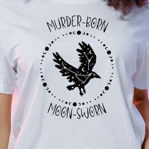 Murder Born Moon Sworn Shirt Celestial Crow Graphic Tee Comfort Colors Unisex T Shirt Sweatshirt Witchy Moon Star Aesthetic Shirt Gift