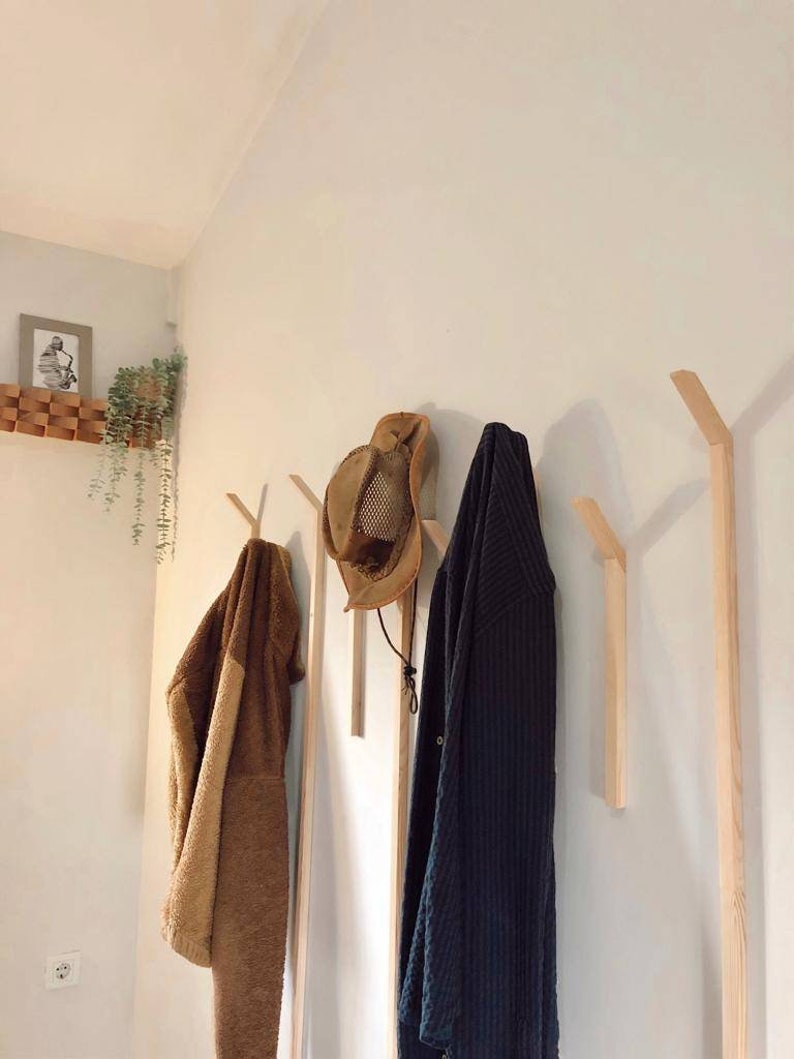 Wooden Wall Slat Hooks, Modern Coat Rack, Hat Rack, Entryway Coat Rack