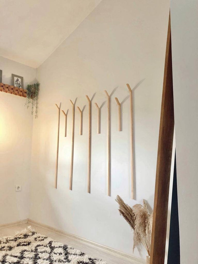 Wooden Wall Slat Hooks, Modern Coat Rack, Hat Rack, Entryway Coat Rack