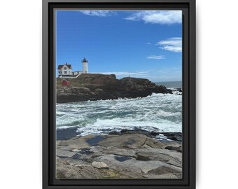 Coastal Lighthouse Seascape Canvas Frame | Matte Framed Wall Art