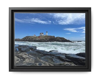 Coastal Lighthouse Seascape Matte Canvas Framed