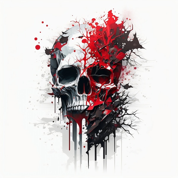 Skull Tattoo Design - White Background - PNG File Download High Resolution