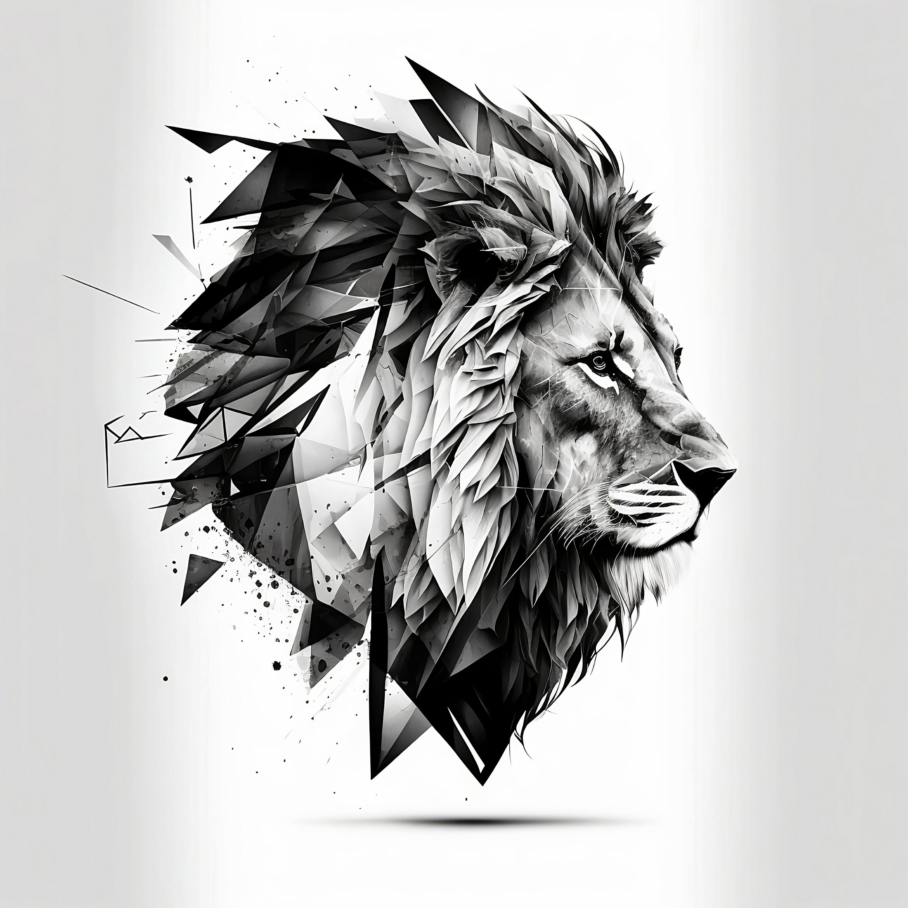 Vector Black and White Tattoo Lion Illustration on geometry sign Stock  Vector | Adobe Stock