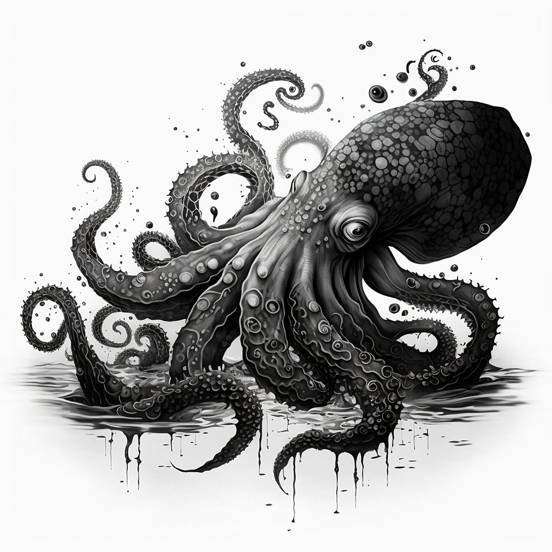 Octopus Tattoo Design White Background PNG File Download High