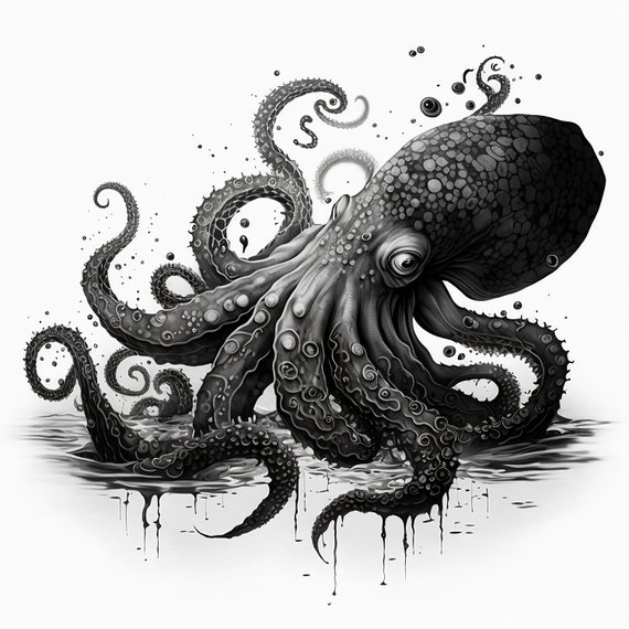 Octopus Tattoo Design White Background PNG File Download - Etsy Australia