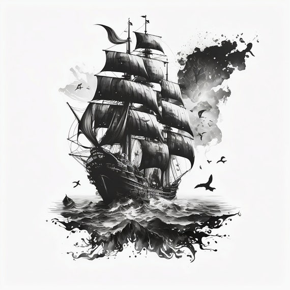 Sailor Jerry Sailing Ship Temporary Tattoo | EasyTatt™