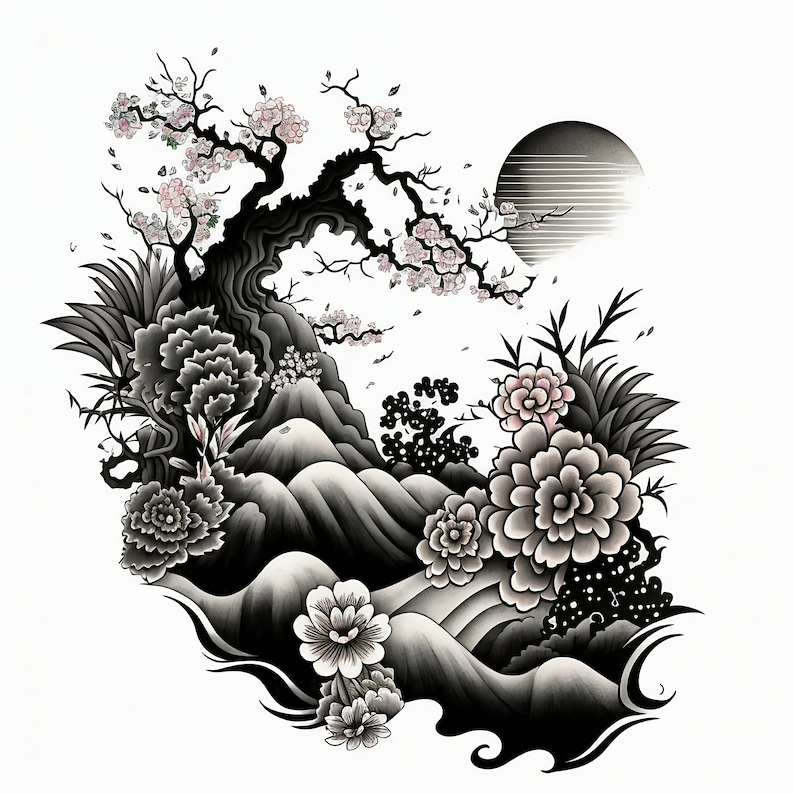 Japanese Style Tattoo Design White Background PNG File Download High