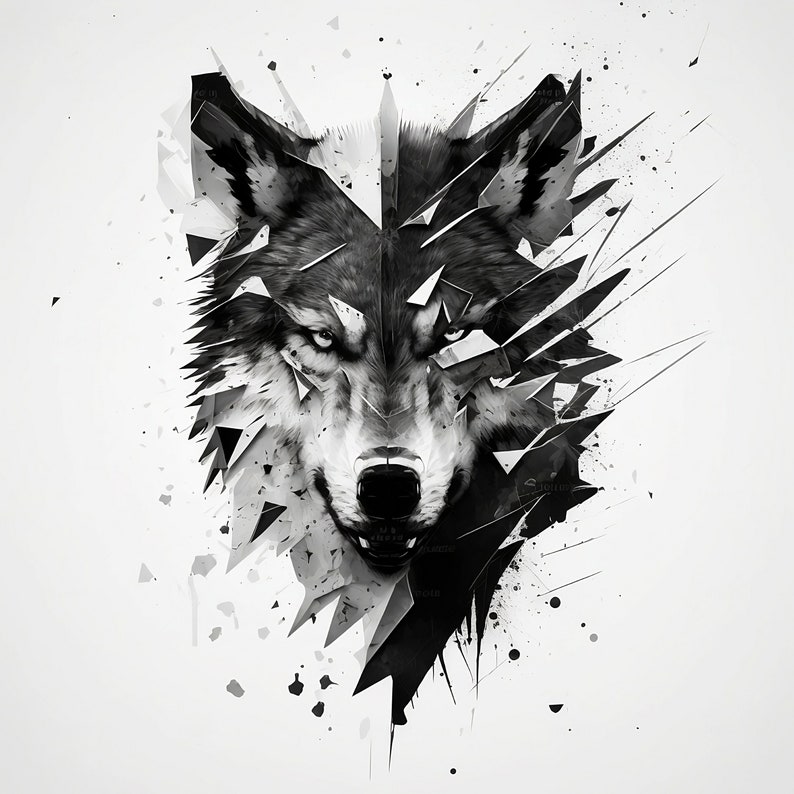 Geometric Wolf Tattoo Design White Background PNG File Download High ...