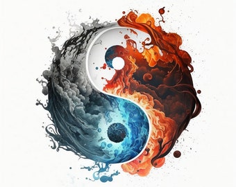 Yin Yang Tattoo Design - White background - PNG File Download High Resolution