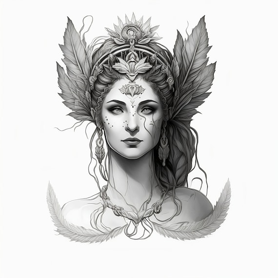 Hera Goddess of Marriage and the Family Tattoo Design White