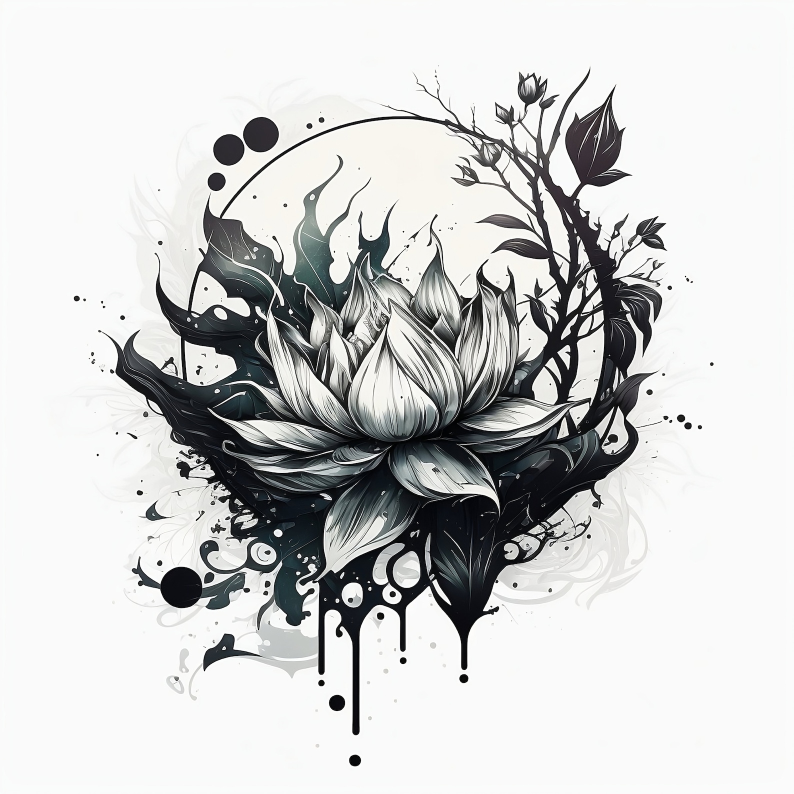 Lotus Flower Tattoo Design White Background PNG File Download High Lotus Flower Tattoo Design White Background PNG File Download High