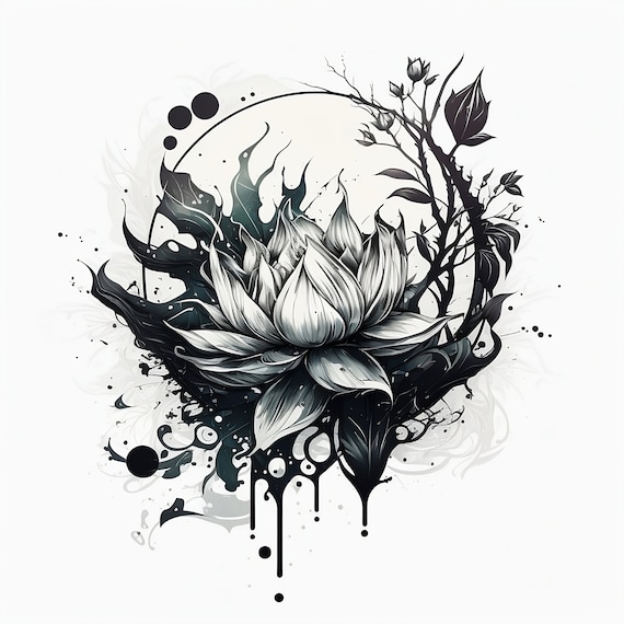 Lotus Flower Black And White Design