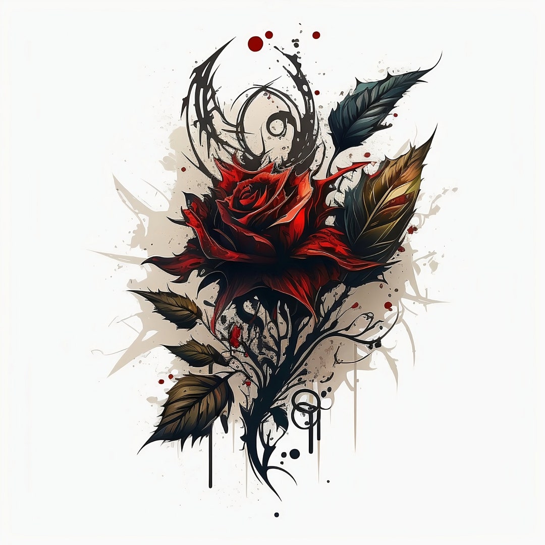 Rose Tattoo Design White Background PNG File Download High Resolution ...