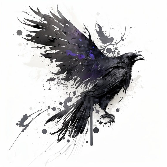 Raven Tattoo Design White Background PNG File Download - Etsy UK