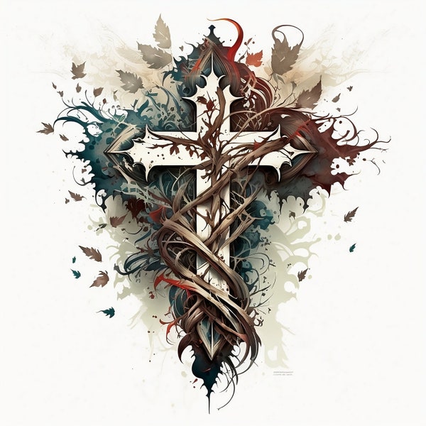 Cross Tattoo Design - White Background - PNG File Download High Resolution