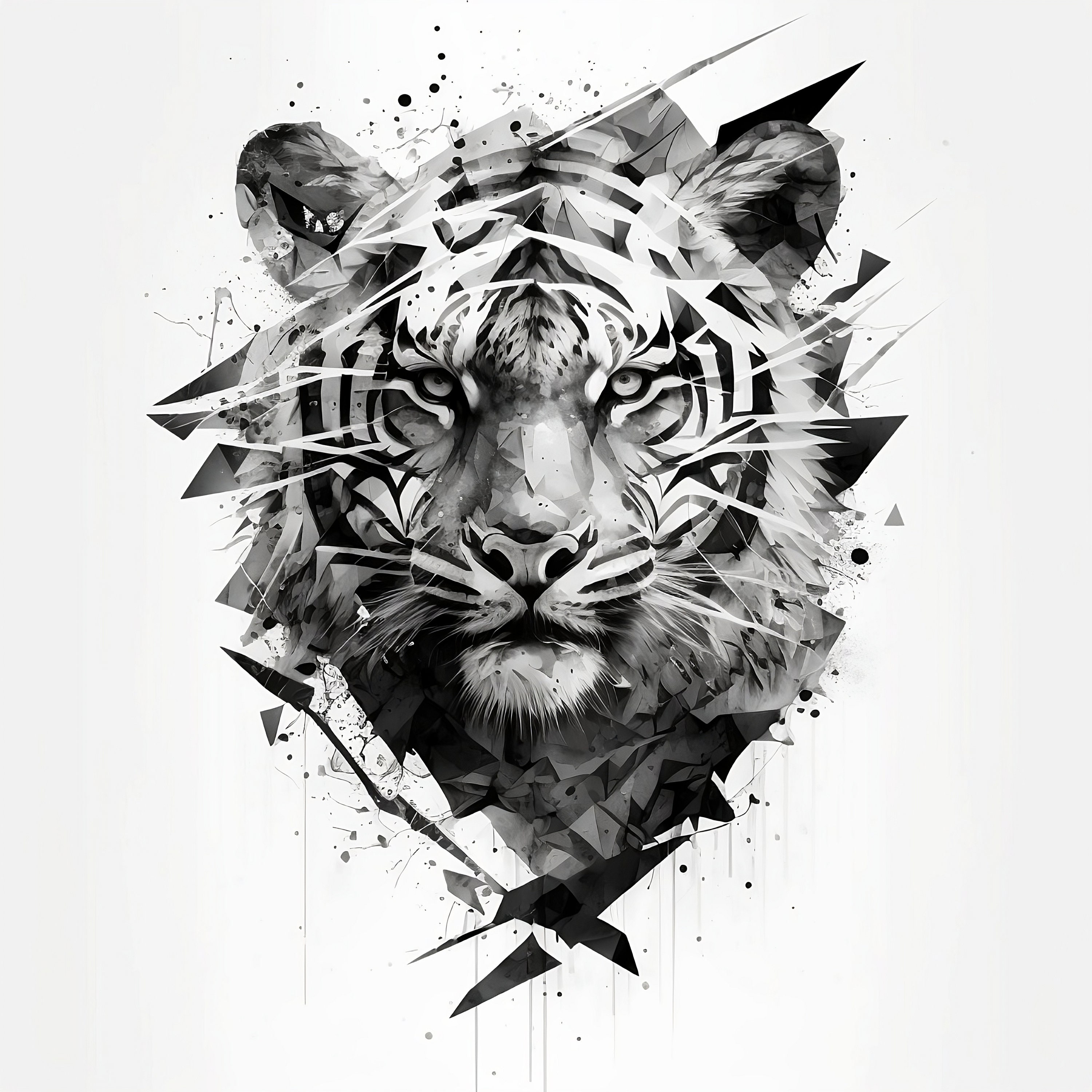 Premium Vector | Tiger face tattoo design vector file