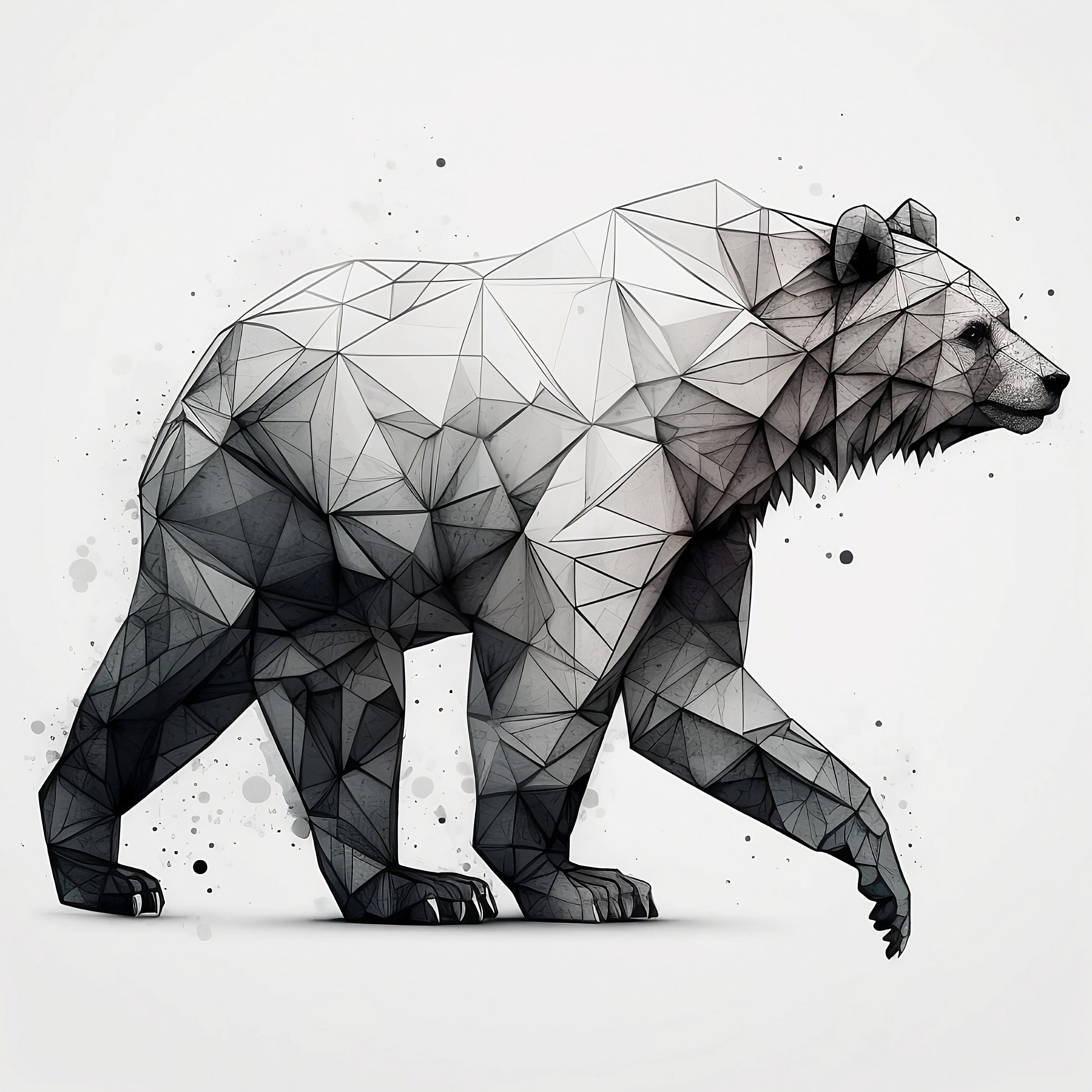 generate creative Abstract white bear tattoo