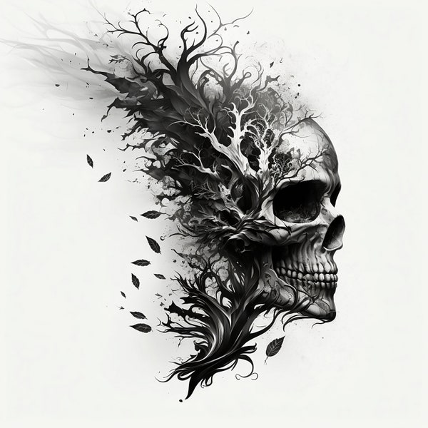 Conception de tatouage de crâne - fond blanc - fichier PNG télécharger haute résolution