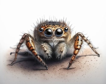 Cute Jumping Spider Tattoo Design - White background - PNG File Download High Resolution