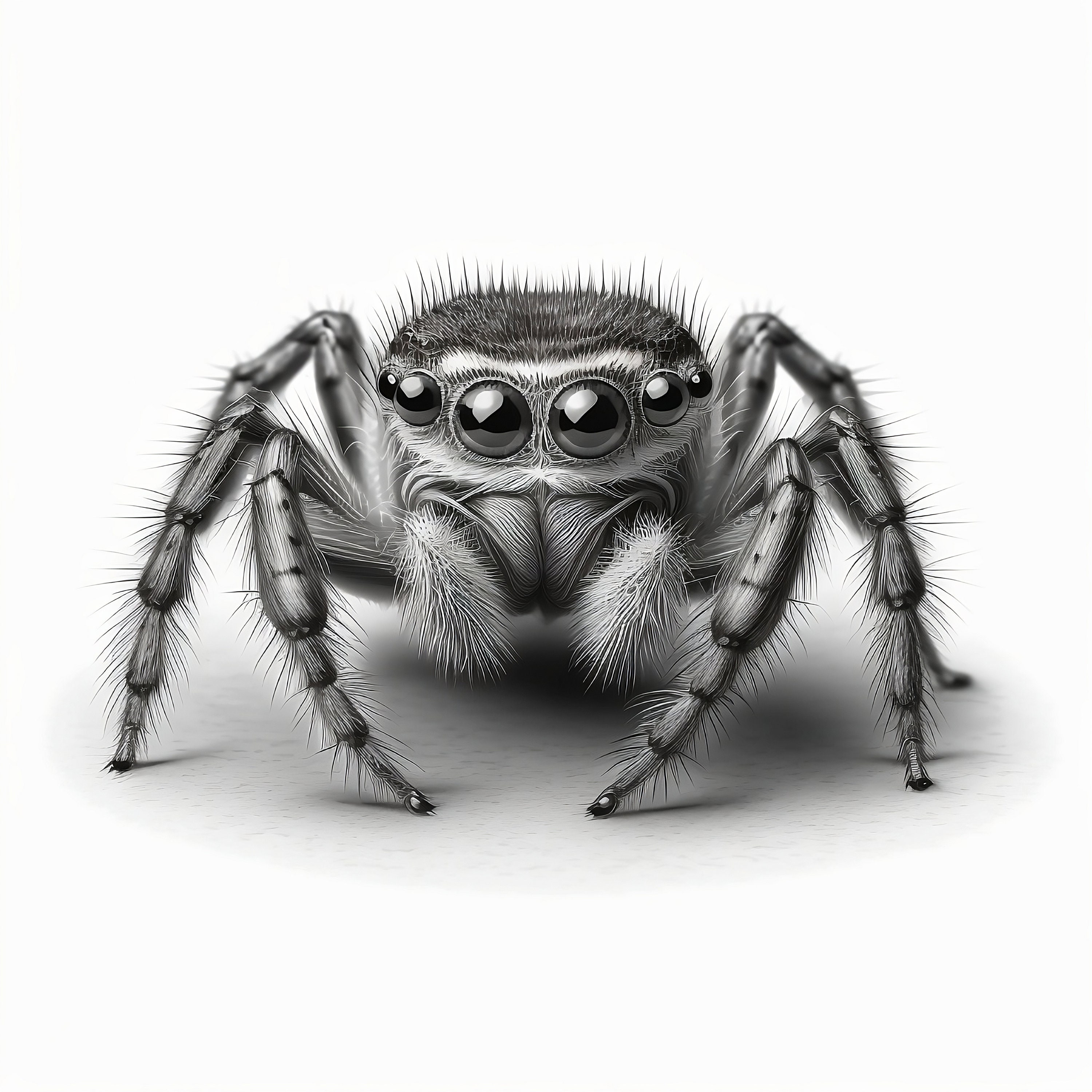 PNG file: Cute jumping spider tattoo design.