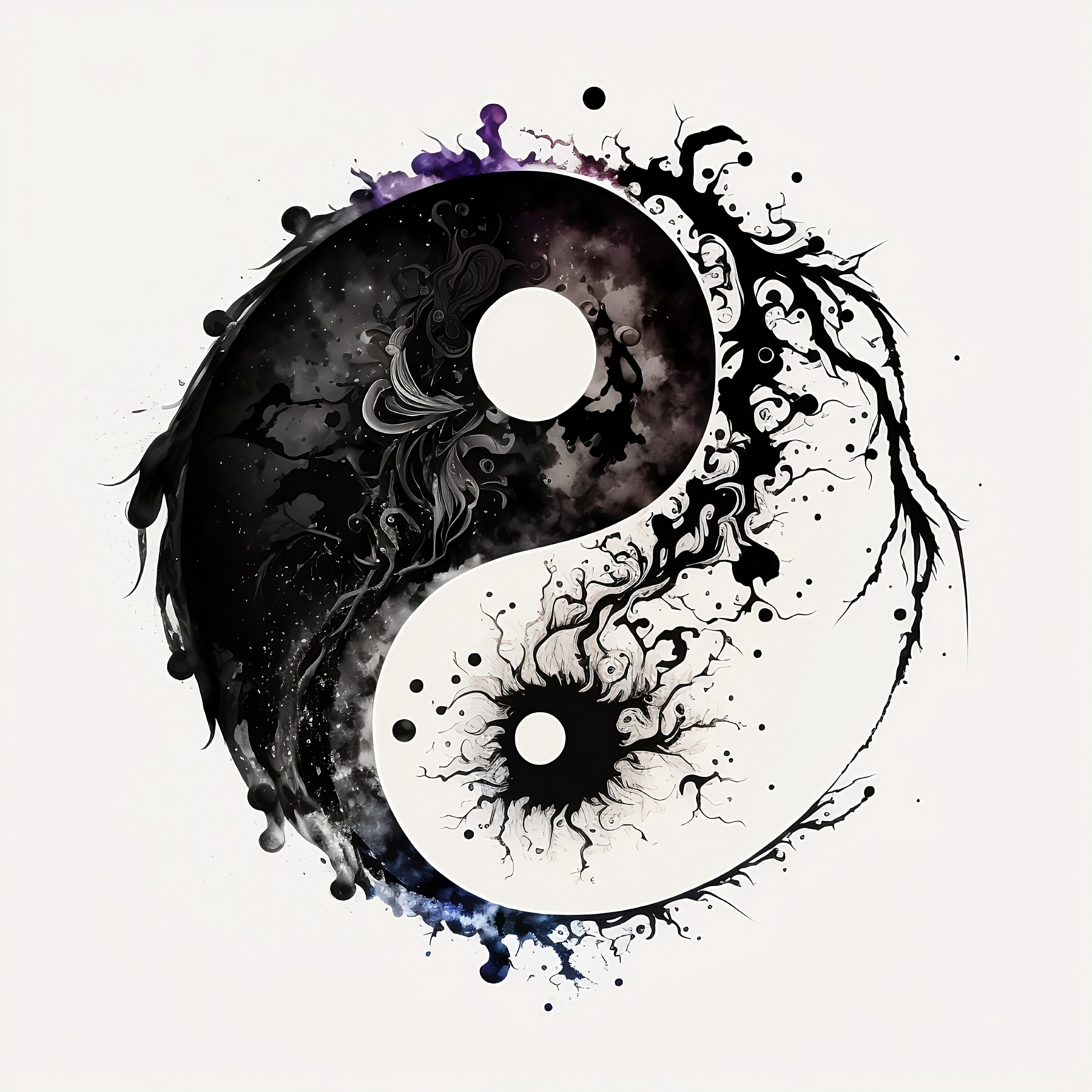Yin Yang Tattoo Design White Background PNG File Download Etsy