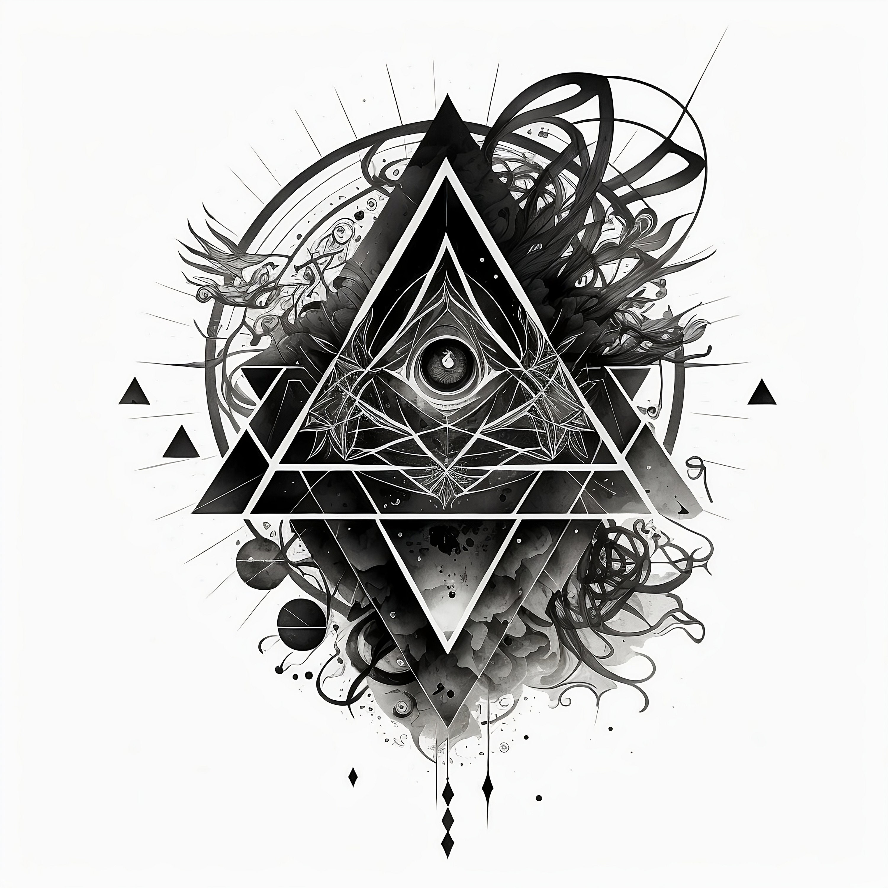 Geometric Tattoo Design White Background PNG File Download High