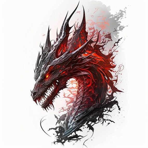 Dragon Tattoo Design - White background - PNG File Download High Resolution