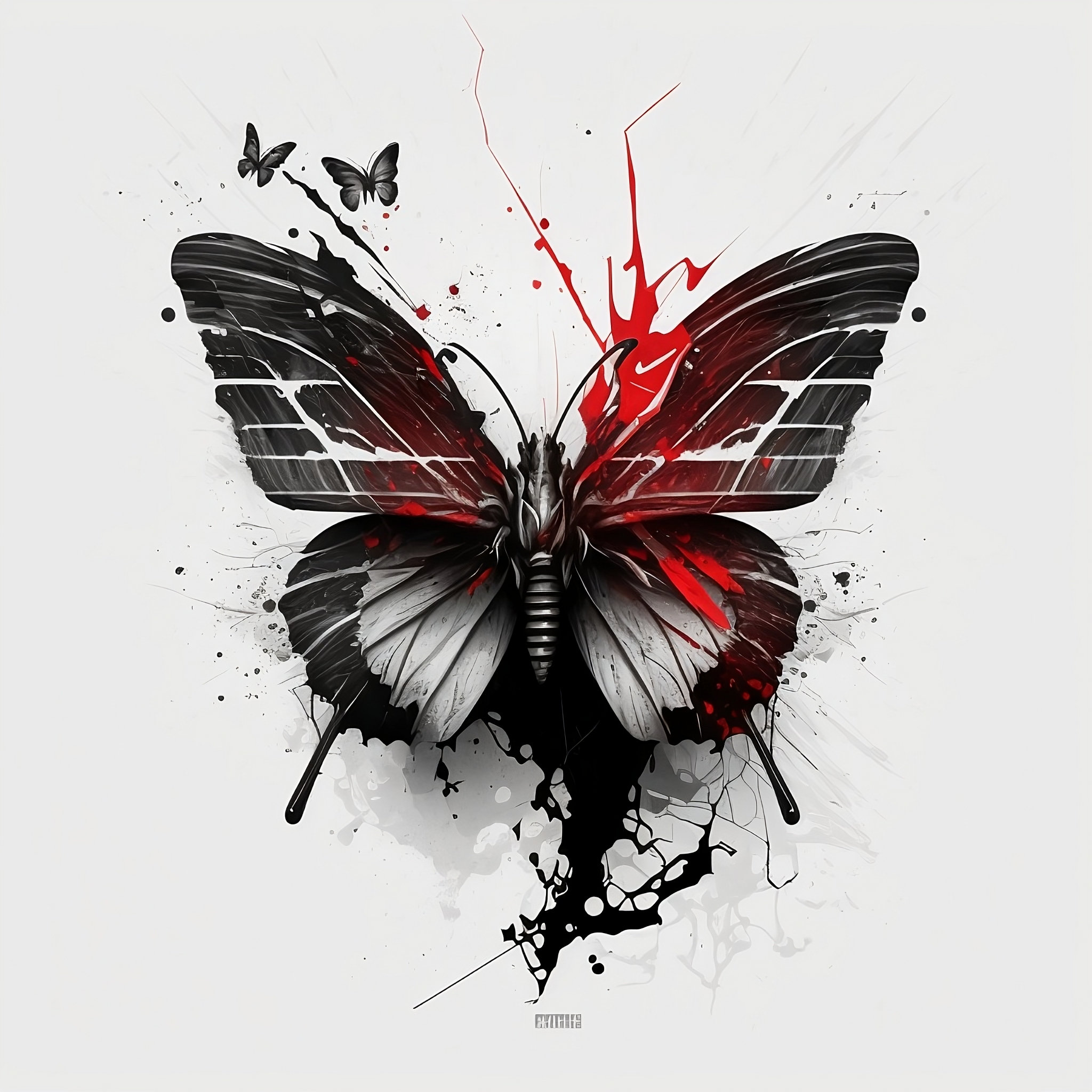 Butterfly Tattoo Design White Background PNG File Download High ...