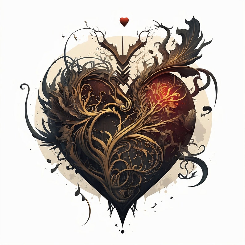 Heart Tattoo Design White background PNG File Download High Resolution image 1