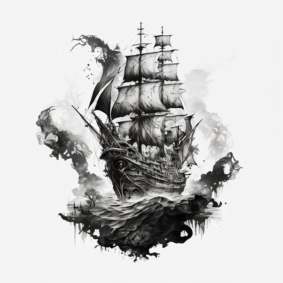 Anime Second Pirate Ship Print Tattoo Fan Art Matte Print -  Sweden