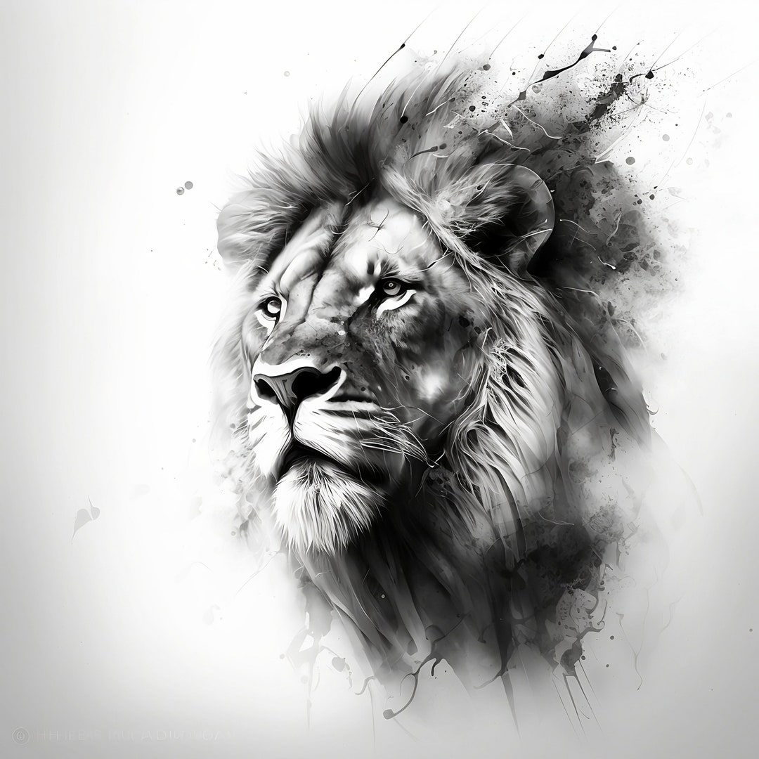 Lion Tattoo Design White Background PNG File Download High Resolution ...
