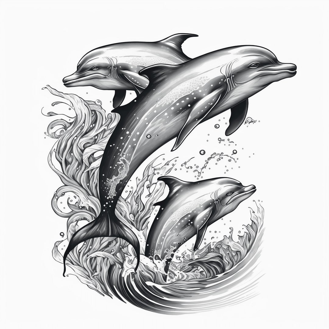 Dolphin Symbol Tattoo Design White Background PNG File Download High