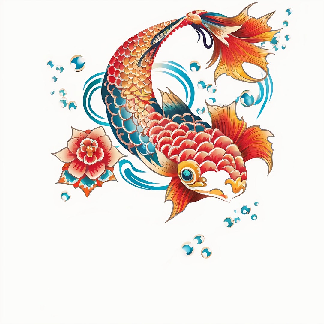 Koi Fish Tattoo Design White Background PNG File Download High ...