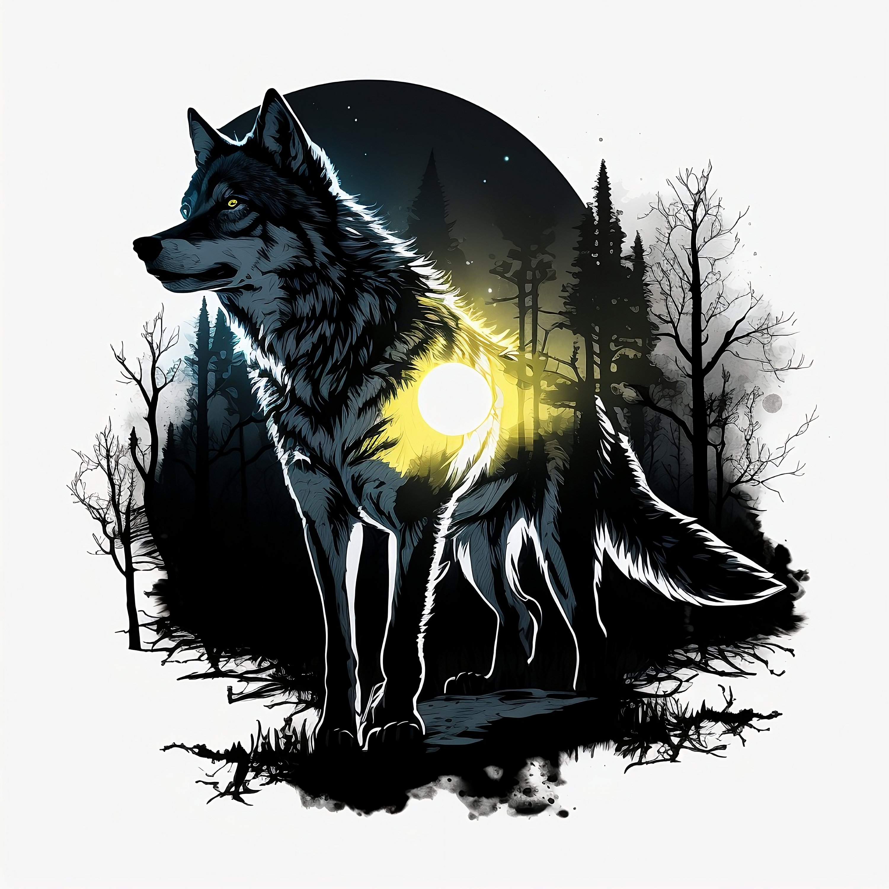 Wolf Howling Dreamcatcher Tattoo Designs