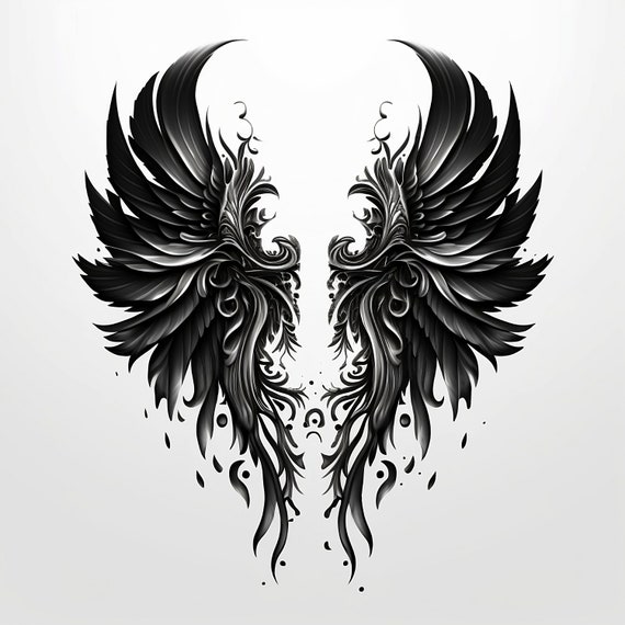 Tattoo design pictures of different stylized wings vector illustrations  for logos design set of wing angel or bird design  CanStock