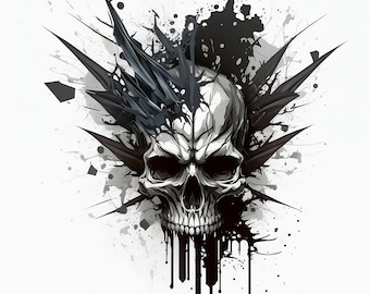 Skull Tattoo Design - White background - PNG File Download High Resolution