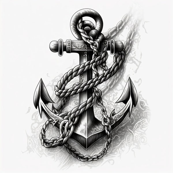 Anchor Tattoo Design - White background - PNG File Download High Resolution