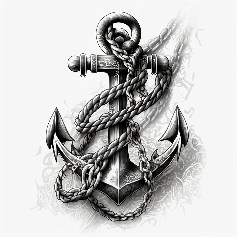 Anchor Tattoo Design White Background Png File Download High Resolution