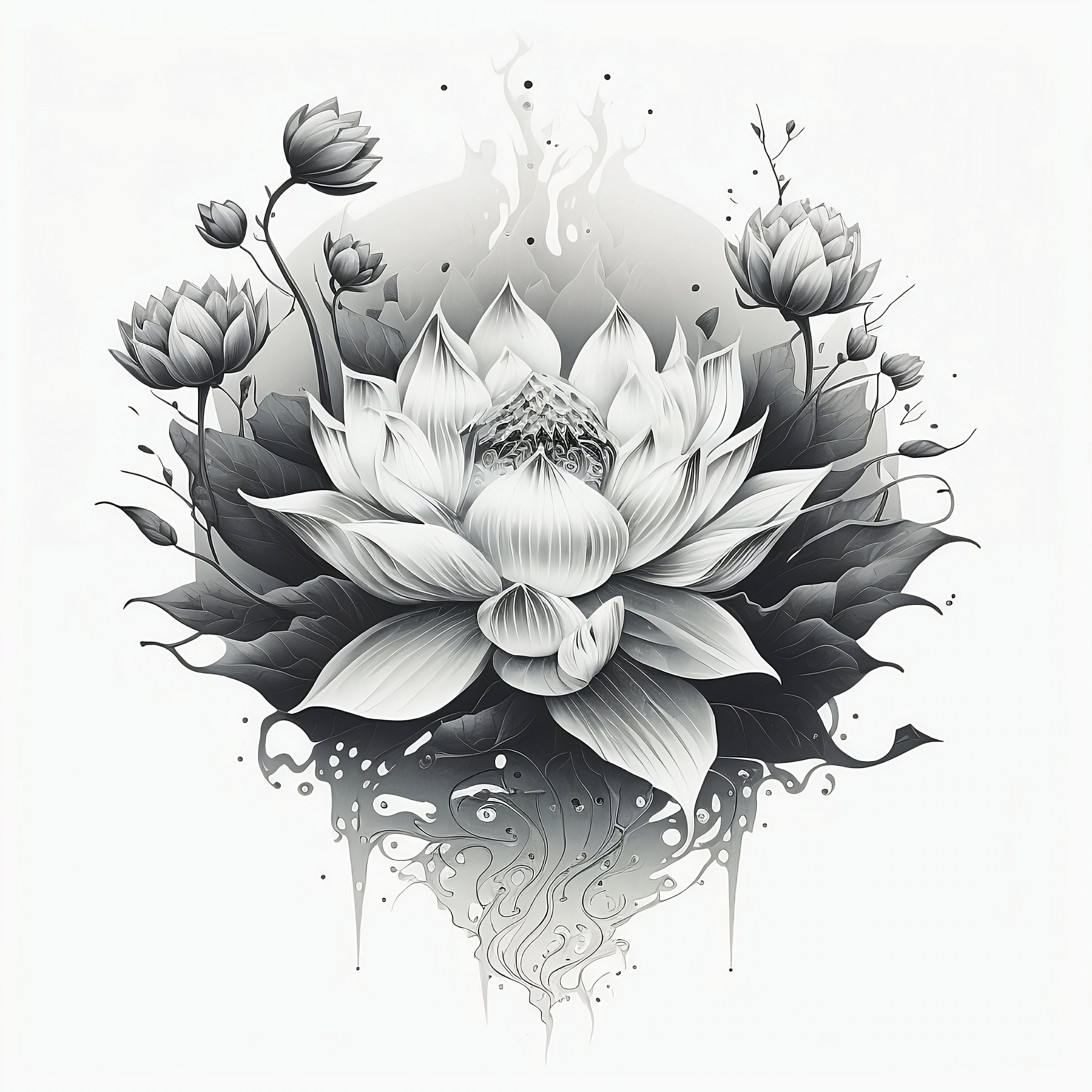 Lotus Flower Tattoo Design White Background PNG File Download High Lotus Flower Tattoo Design White Background PNG File Download High