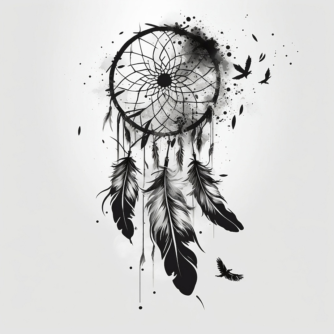 Dreamcatcher Tattoo Design White Background PNG File Download High