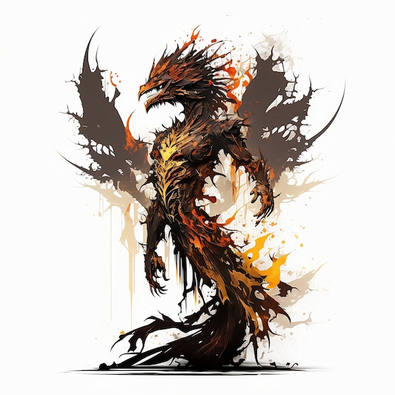 Dragon Tattoo Design - White background - PNG File Download High Resolution