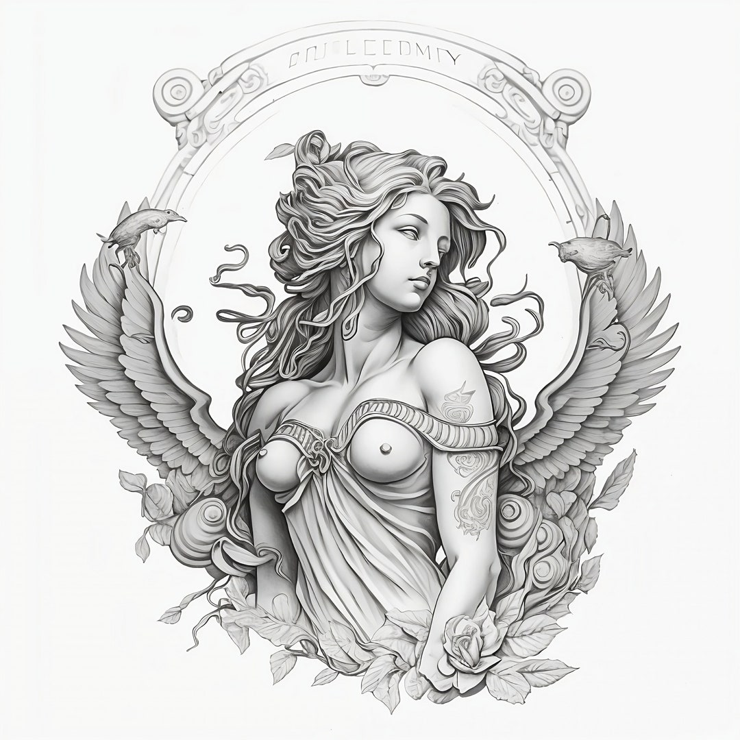 Aphrodite Greek Goddess Portrait Tattoo Design Aphrodite Goddess  https://www.rubyrosedesigns.co.uk/t… | Mythology tattoos, Aphrodite tattoo,  Greek mythology tattoos