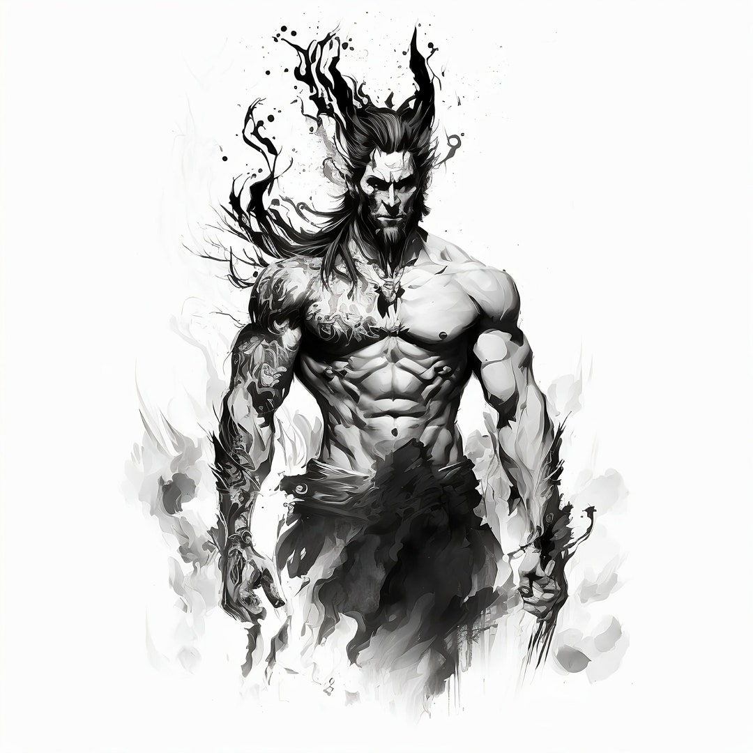 Hades Tattoo Design White Background PNG File Download 